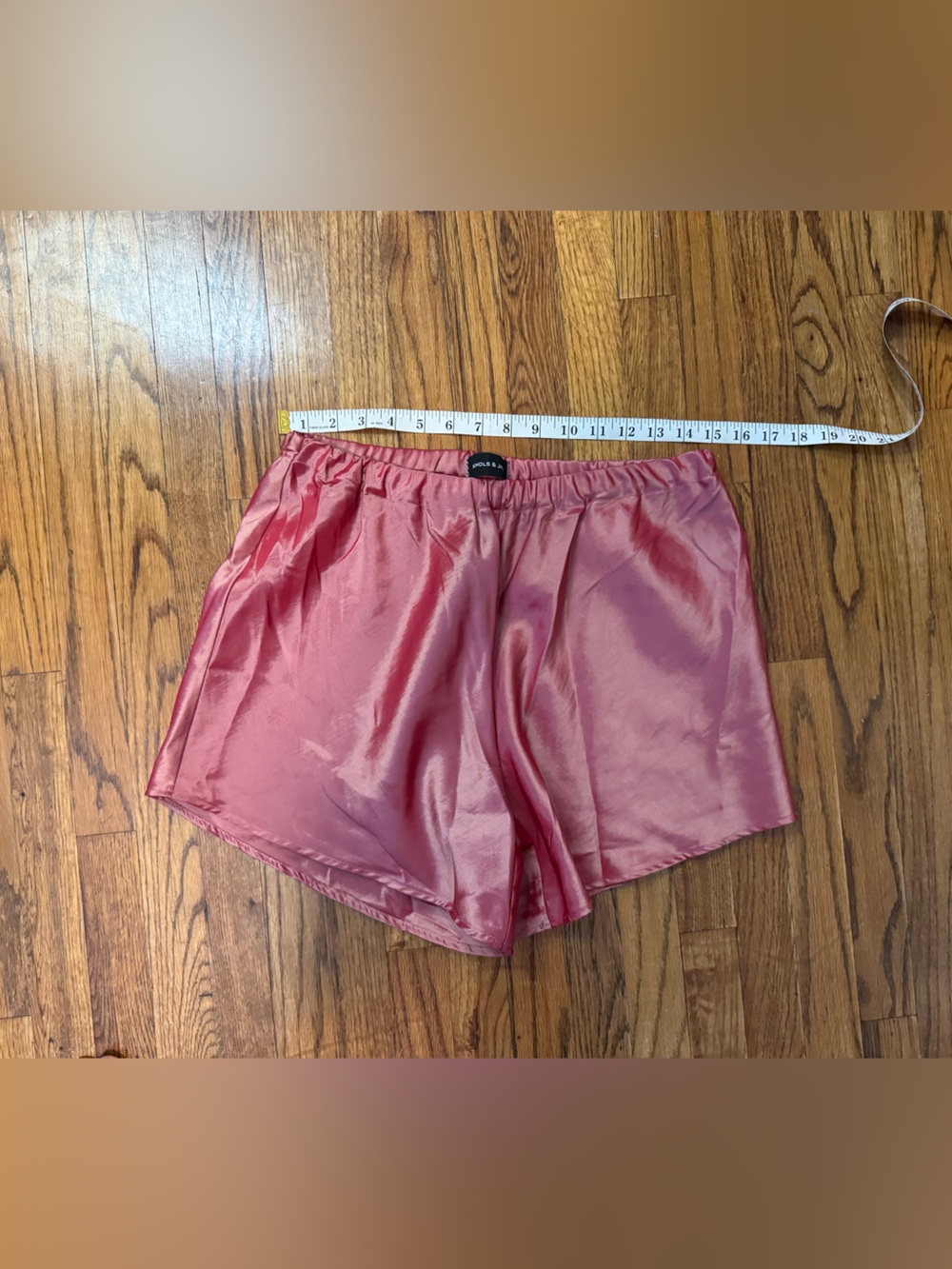 Taffeta Elastic High Waisted pull on shorts iridescent pink small